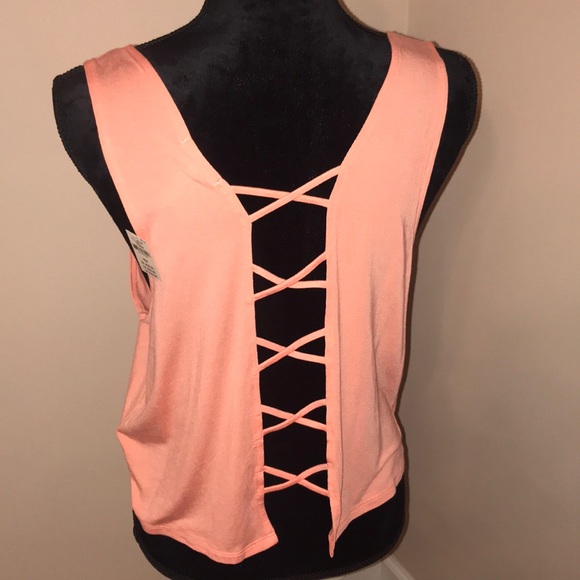 Love Pink Super Soft Crop Tank in Coral SZ Medium - Picture 3 of 5